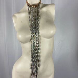 Elegant Maison Martin Mariela Rhinestone Long Statement Necklace